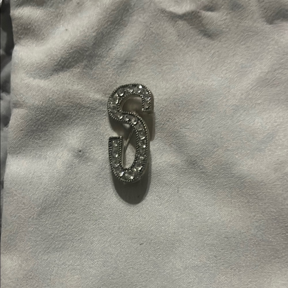 Silver Rhinestone Initial S Pendant